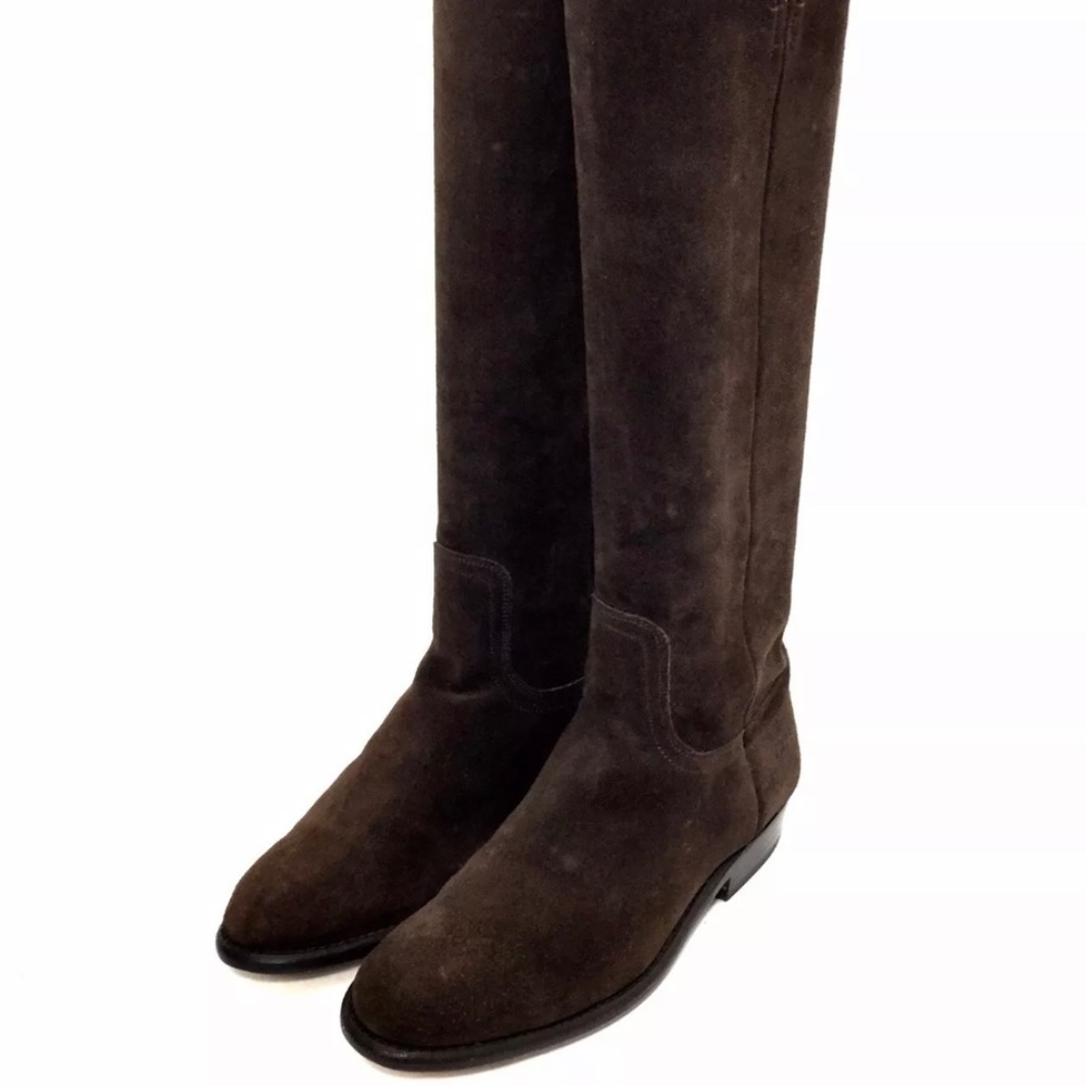 FRYE Boots Size 10 Brown Suede Knee-high Low heel Riding Boots